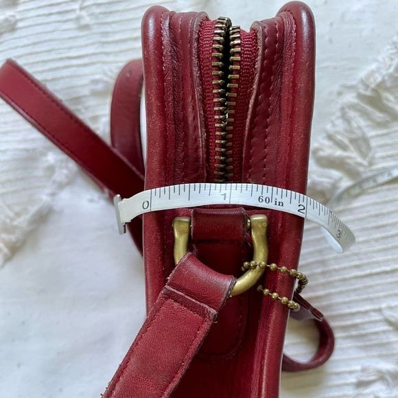 VINTAGE COACH CAMERA Bag Red Leather Shoulder Crossbody Handbag Purse H5C- 9973 - Picture 12 of 16